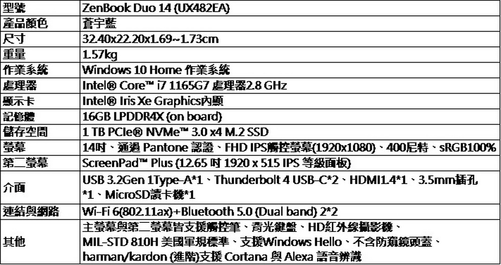 ASUS Zenbook Duo 14 (UX482EA)