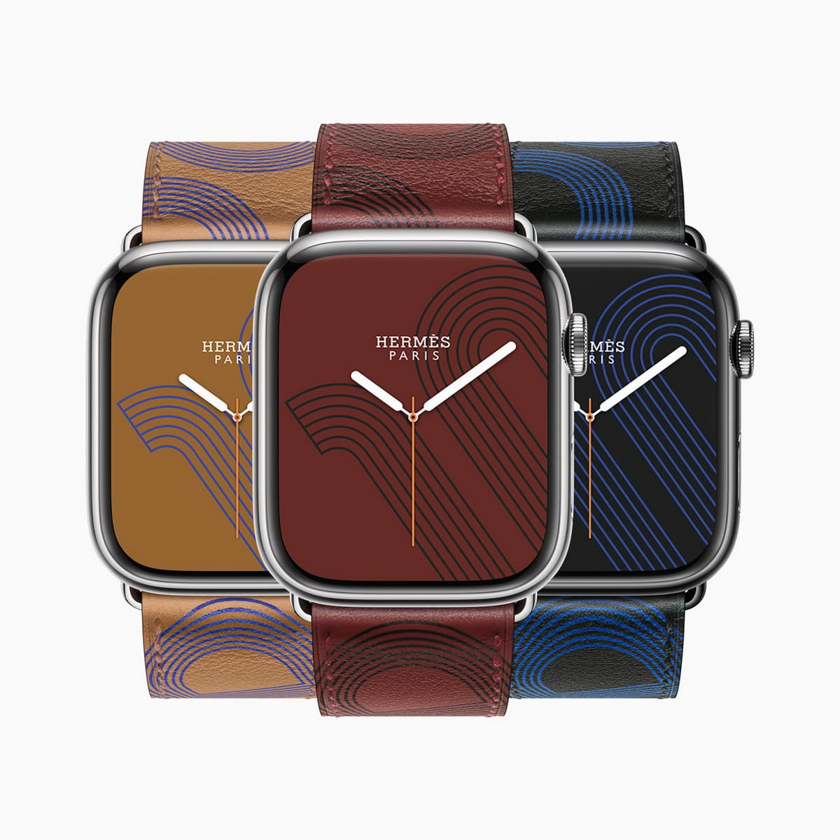 Apple Watch Hermès 推出 Circuit H，將鮮明錨鏈設計的粗體圖形象徵印在 Swift 皮革上並搭配設計互補的錶面。