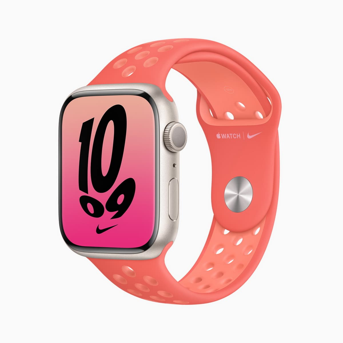 Apple Watch Nike 運動型錶帶提供全新的秋季顏色，包括魔幻橙粉色配快樂紅色。