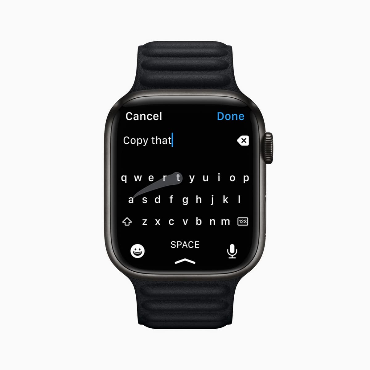 Apple Watch Series 7 提供全新 QWERTY 鍵盤，更方便使用者輸入。