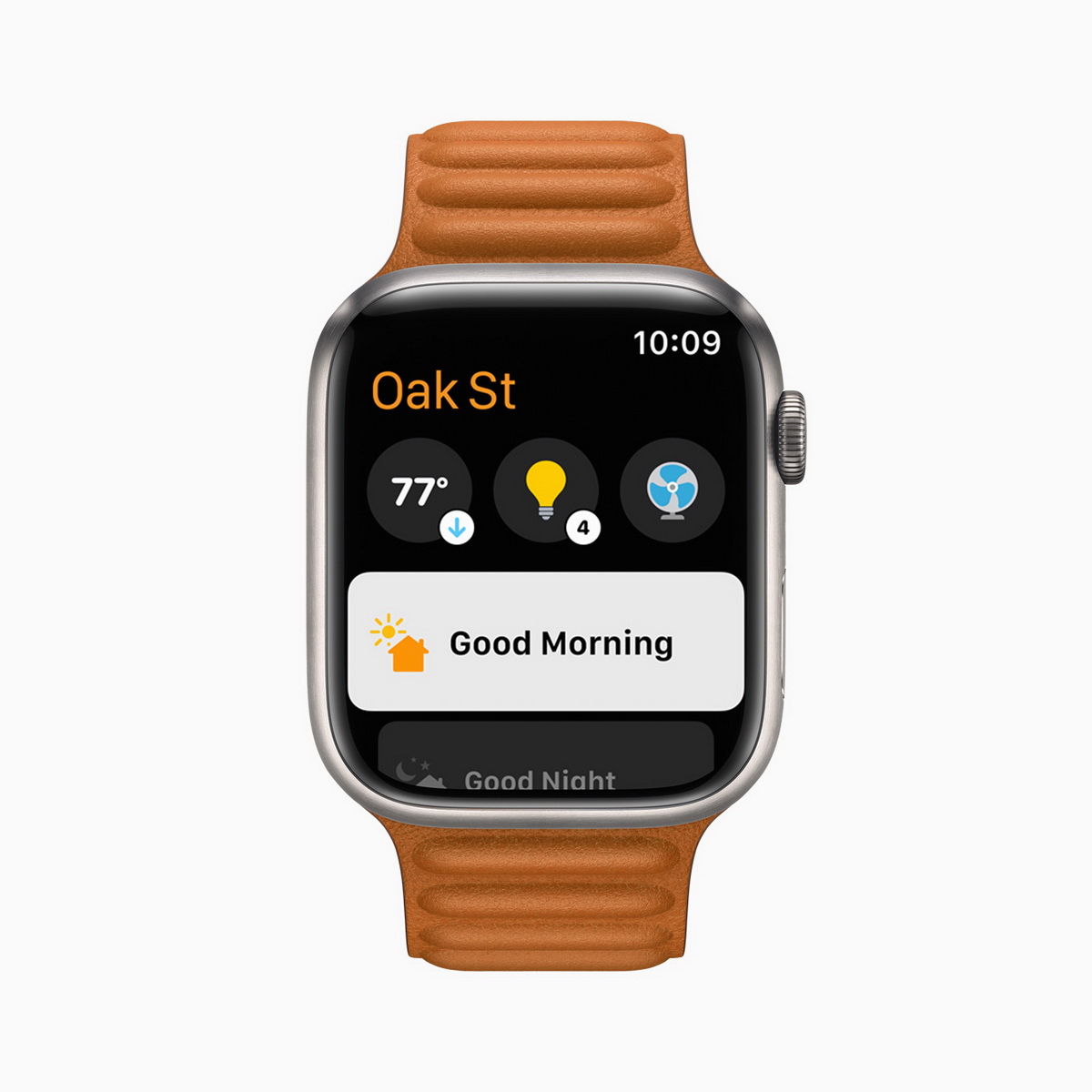 在 watchOS 8 中，重新設計的「家庭」app 讓取用配件和場景更為方便。