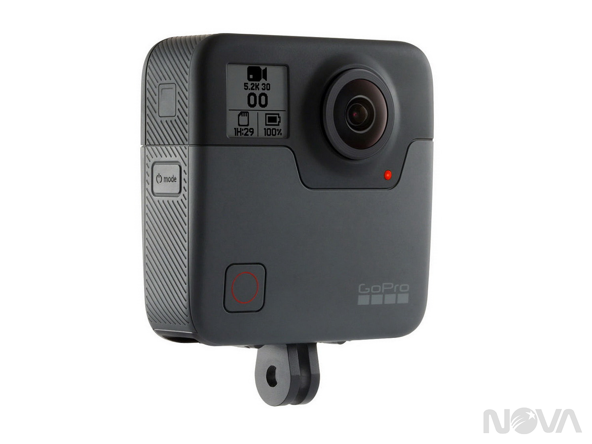 GoPro Fusion 360運動攝錄機，能錄製5.2K 30fps全景影片，並提供不受鏡位限制剪輯影片App後製功能。