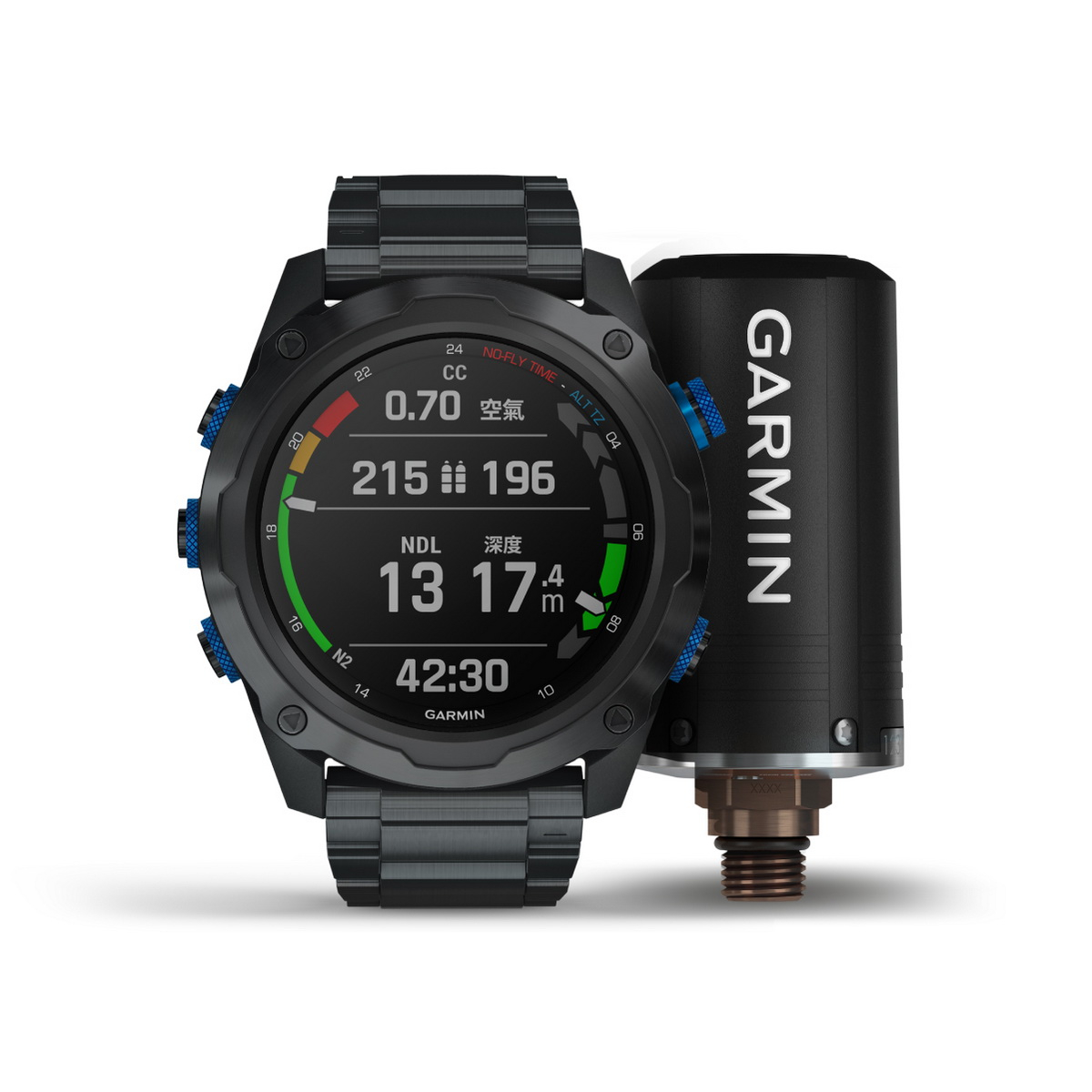 產品項目	產品圖 Garmin「Descent Mk2S GPS潛水電腦錶」香檳金錶圈搭配亮沙色矽膠錶帶 建議售價 $32,990	  Garmin「Descent Mk2S GPS潛水電腦錶」礦石藍錶圈搭配海沫藍矽膠錶帶 建議售價 $32,990	  Garmin「Descent Mk2S GPS潛水電腦錶」石墨灰DLC錶圈搭配黑色矽膠錶帶 建議售價 $32,990	  Garmin「Descent Mk2i / Descent T1 鈦酷套裝版」 建議售價 $63,990	