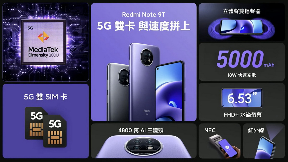 Redmi Note 9T 5G手機