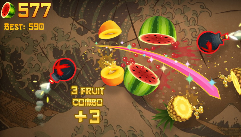 Halfbrick Studios 推出的《水果忍者 - 經典版》讓玩家透過削片、切塊的方式獲得高分。