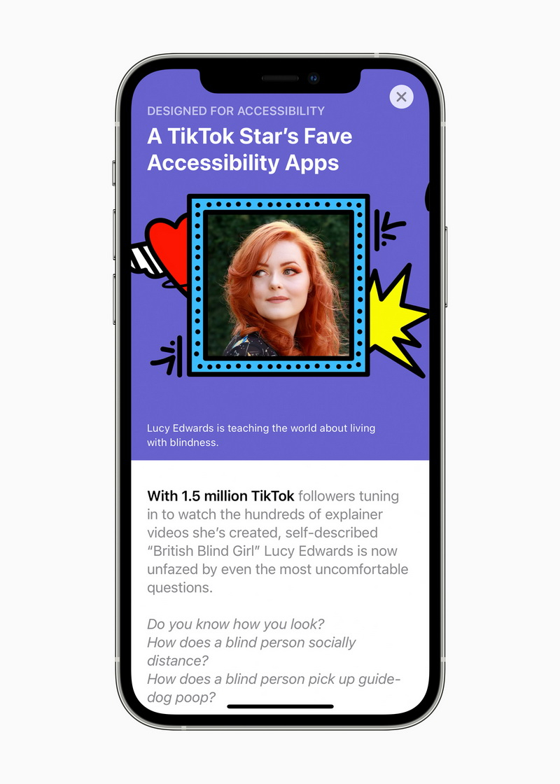 為響應全球無障礙體認日，Apple 推出新功能，包括 Siri 捷徑中的無障礙助理、Today at Apple 美國手語課程、 App Store 精選開發者特輯、Apple TV app 中的新精選系列，以及由 Gallaudet University 提供的「地圖」指南。