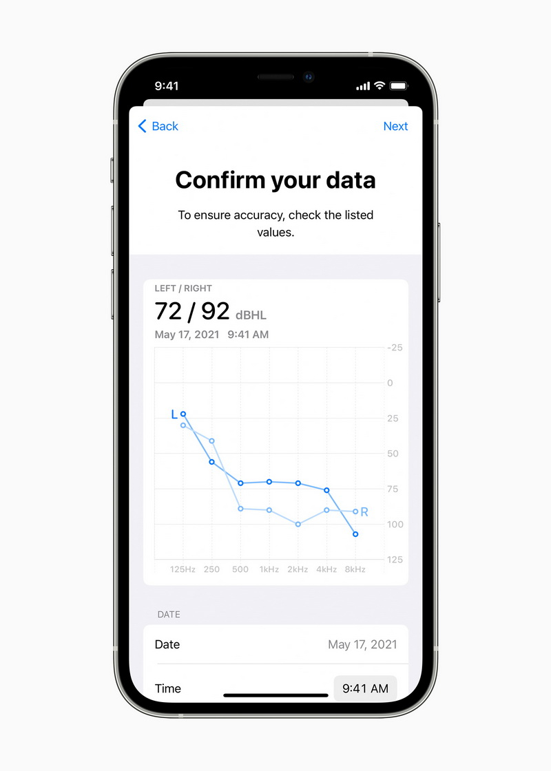 耳機調節功能將能識別從紙張或 PDF 載入的聽力圖，並將結果以圖表顯示。