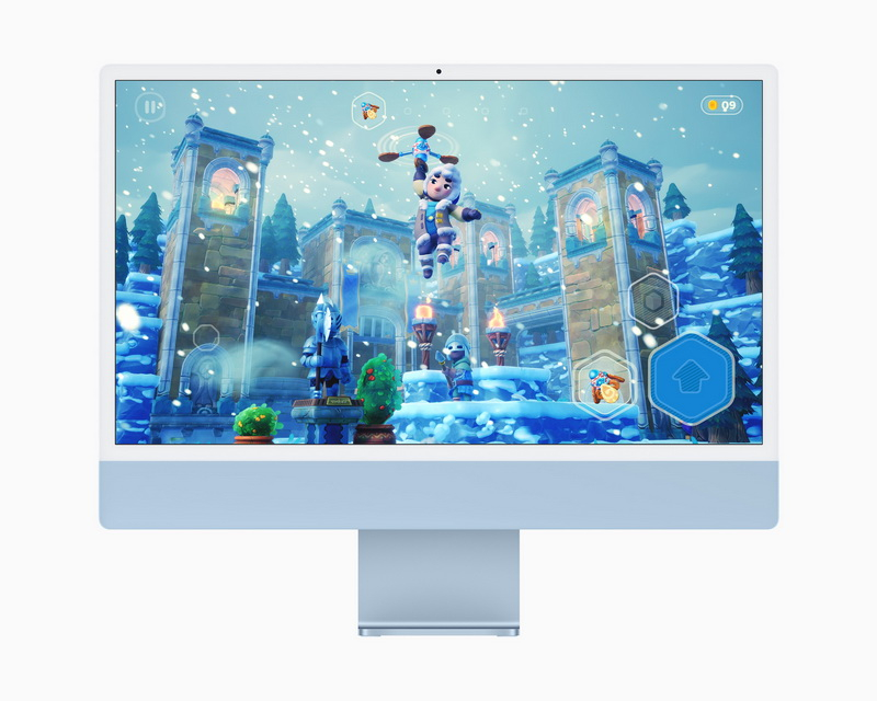 使用者可以在 iMac 寬闊的顯示器上享受 Apple Arcade 獨家遊戲。