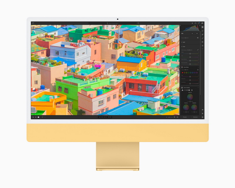 配備 M1 的全新 iMac，使用者可以飛速編輯他們「照片」裡的影像。