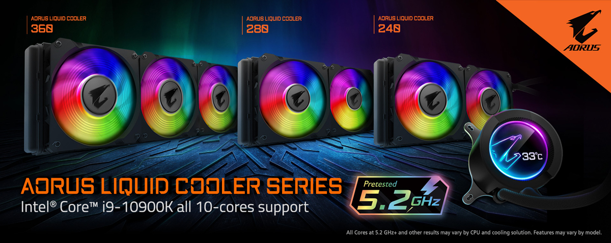 Core™ i9 10900K超頻正夯 AORUS LIQUID COOLER系列水冷全核5.2GHz重載燒機測試完美達成