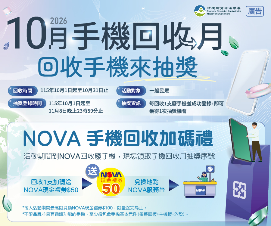 2026 10月手機回收月｜回收手機抽 iPhone，NOVA再送50元現金禮券